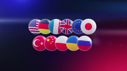 Videohive - animation of a group of flags of countries stylized as a sphere. - 48323481