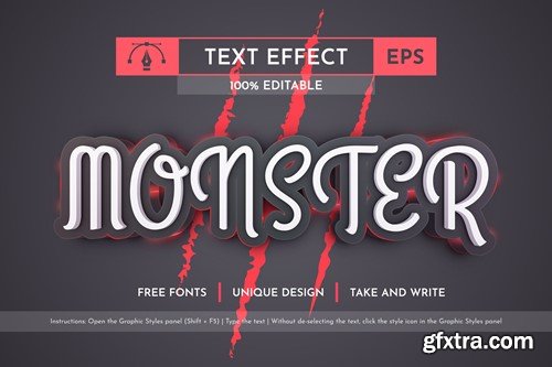 Red Monster - Editable Text Effect, Font Style P9HN84Z
