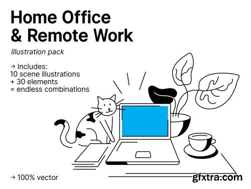 Home office and Remote work Illustrations Pack Ui8.net