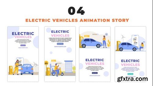 Videohive EV Charging Station Cartoon Character Instagram Story 48658363