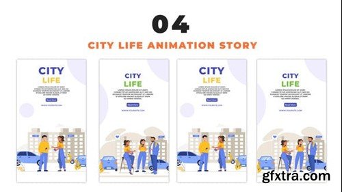 Videohive City Life Vector 2D Cartoon Design Instagram Story 48658512