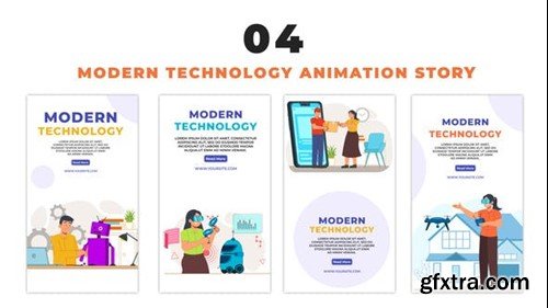 Videohive Modern Technology Vector 2D Cartoon Animation Instagram Story 48660585