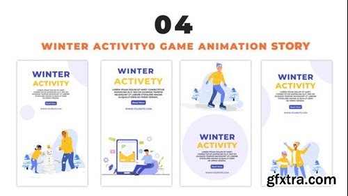 Videohive Winter Game Activity Vector Character Design Instagram Story 48658480
