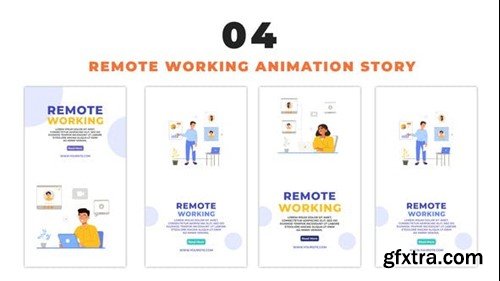 Videohive Remote Working Employee 2D Character Design Instagram Story 48657754