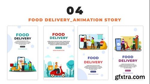 Videohive Flat Design Food Delivery Animation Instagram Story 48655613