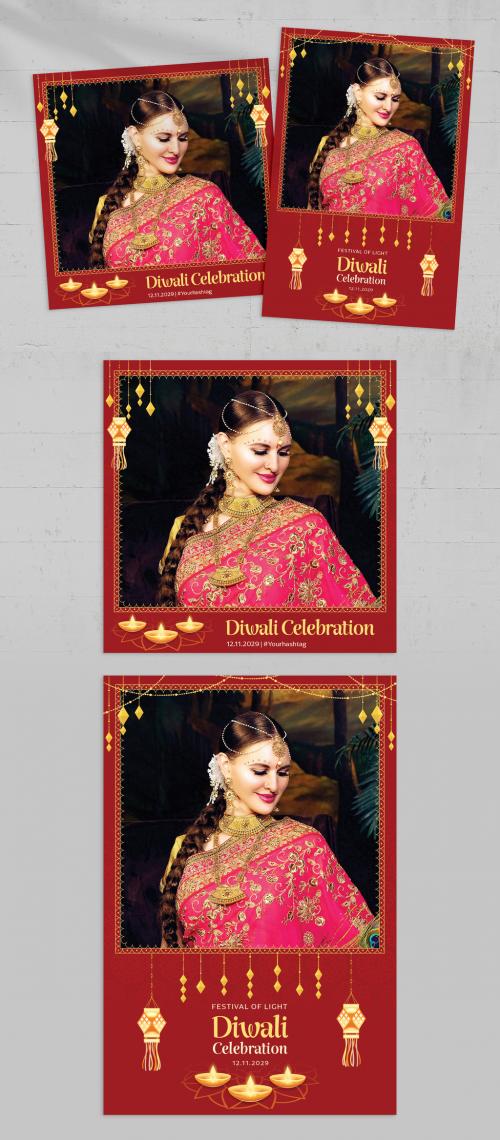 Diwali Festival Photo Card Layout 642128476