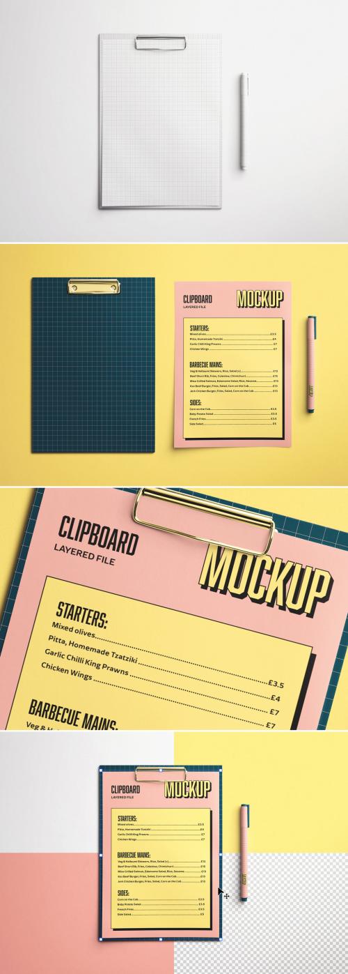 Clipboard Mockup with A4 Paper 642093127