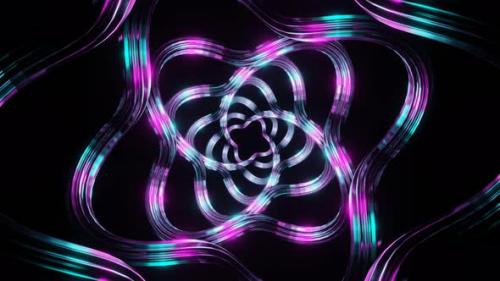 Videohive - Cyan And Pink Moving Spiral Patterns Background Vj Loop In 4K - 48368810