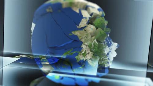 Videohive - Abstract Earth Globe Pieces 3D Rendering - 48369139
