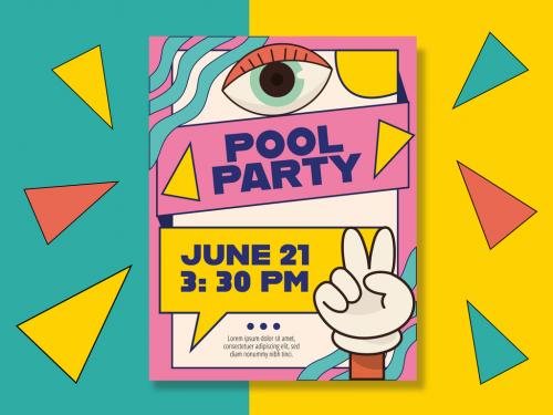 Retro Pool Party Flyer 640954137