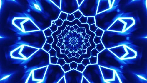 Videohive - Blue and black abstract background with star design. Kaleidoscope VJ loop - 48301695