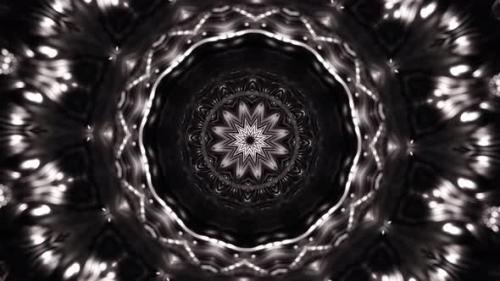 Videohive - Black and white circular object with circular design. Kaleidoscope VJ loop - 48301716