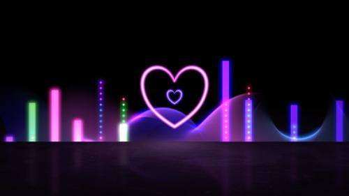 Videohive - Neon Heart Waves - 48306064