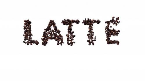 Videohive - Animated Typeface Out Of Coffee Beans The Text Latte With Alpha Channel - 48309551