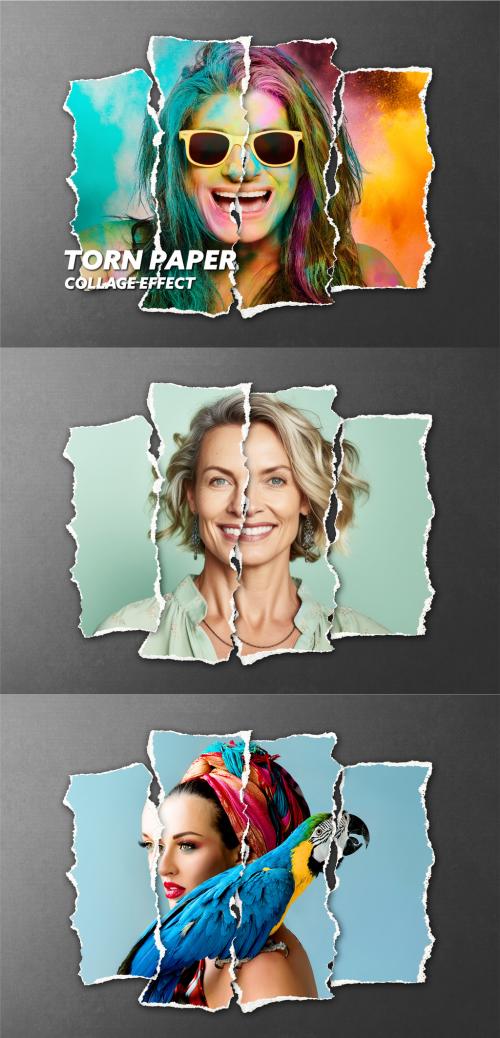 Torn Paper Photo Collage Effect 641972634