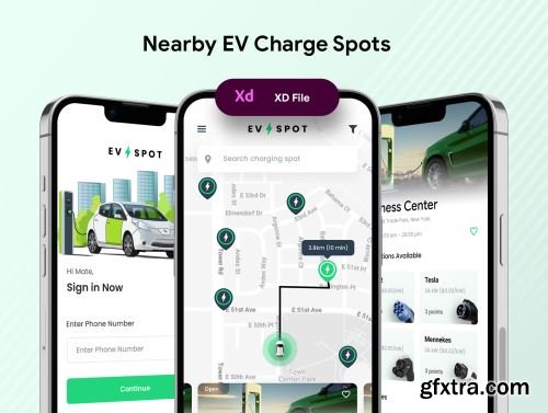 EV Charging Station Finder App UI | XD File | EV Spot Ui8.net