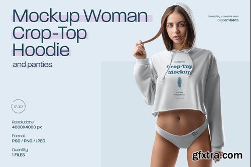 Mockup Woman Crop-Top Hoodie and Panties CM92XJ3