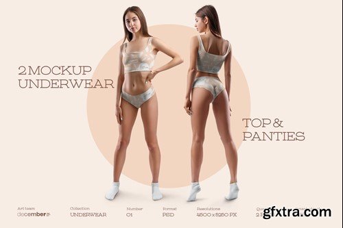 Mockups Woman Underwear. Top and Panties 9E643RS