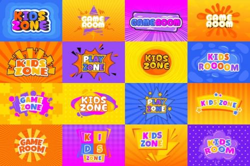 Premium Vector | Kids play room banner cartoon colorful zone label with child playroom zone concept childhood education concept vector illustration game room for children area for baby activities Premium PSD