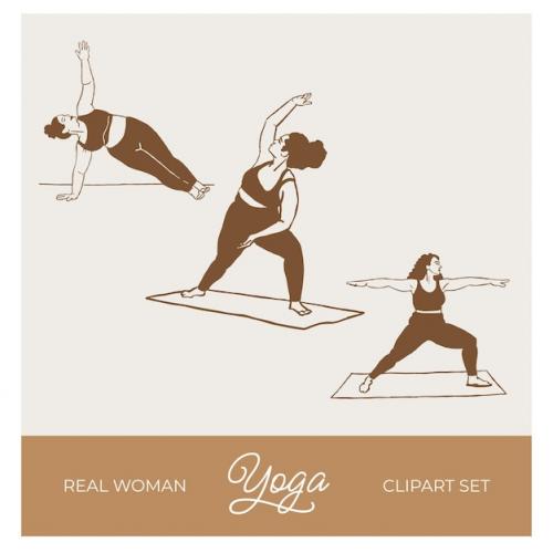 Premium Vector | Real woman yoga clipart set Premium PSD