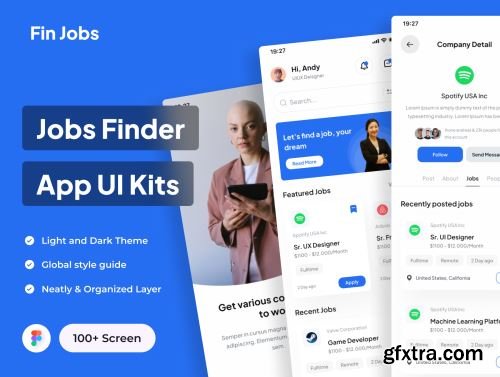 Fin Jobs - Jobs Finder App UI Kits Ui8.net