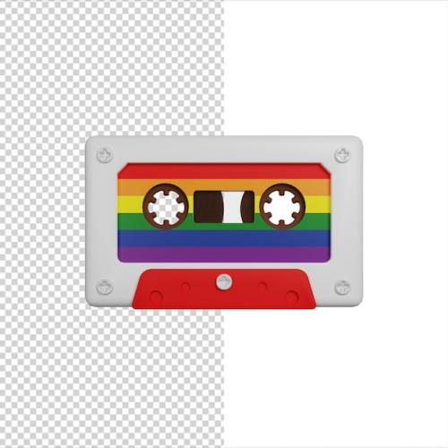 Premium PSD | Rainbow retro vintage cassette 3d render icon Premium PSD