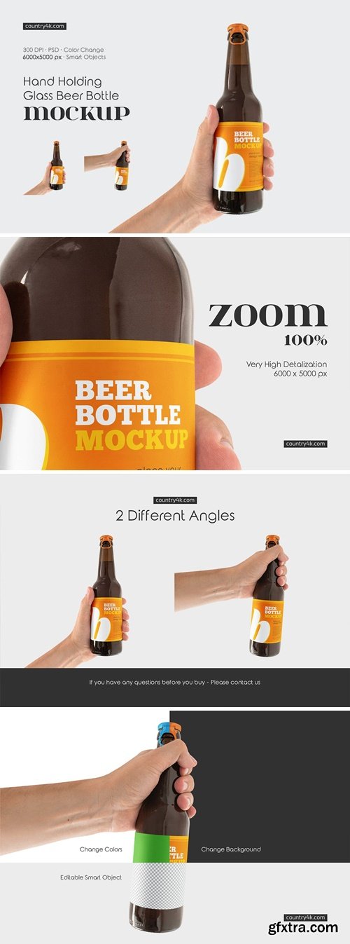 CM - Glass Beer Bottle Mockup in Hand 82562771