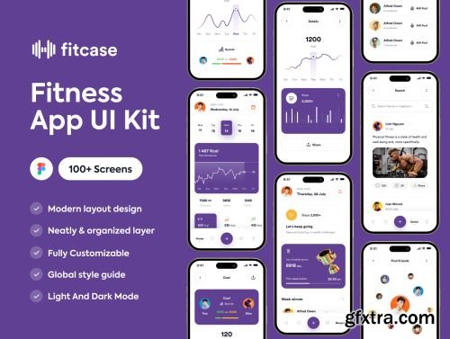 Fitness App UI Kit - Fitcase Ui8.net
