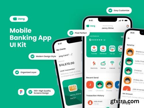 Uang - Mobile Banking App UI Kit Ui8.net