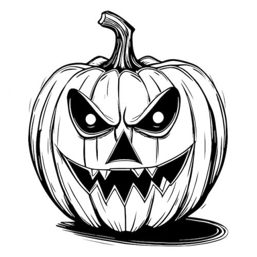 Premium Vector | Pumpkin black and white happy halloween illustration Premium PSD