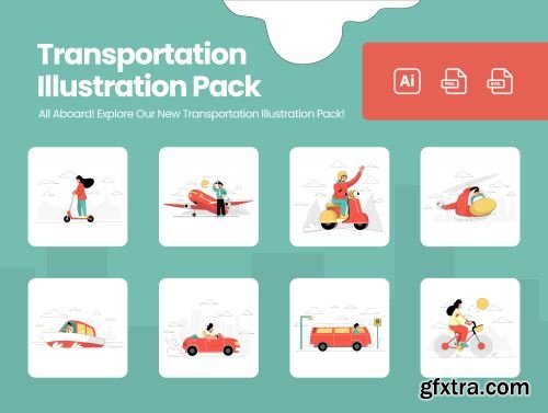 Transportation Illustration Pack Ui8.net