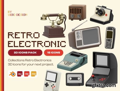Retro Electronics 3D Icon Ui8.net