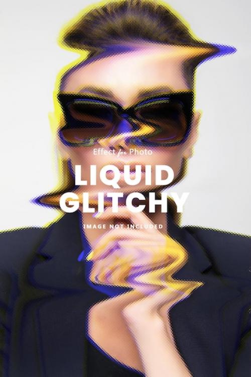 Premium PSD | Liquid glitch photo effect Premium PSD