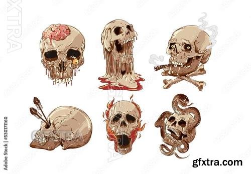 Skull Illustrations with Scary Horror Style 530171160