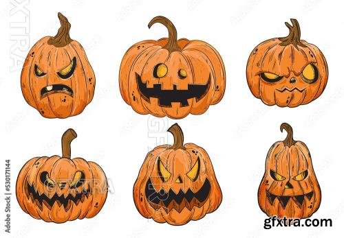 Halloween Pumpkins Jack O Lantern Illustrations 530171144