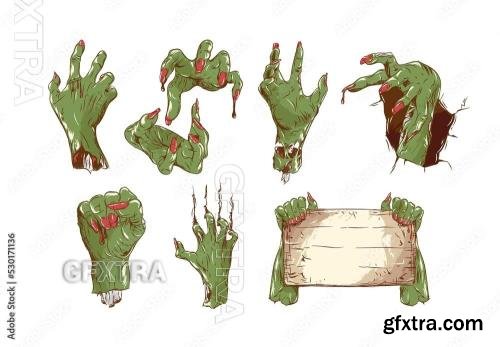 Zombie Hands Halloween Illustration 530171136