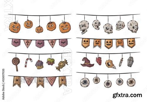 Halloween Bunting Decorations Clipart Vector Illustrations 530171135