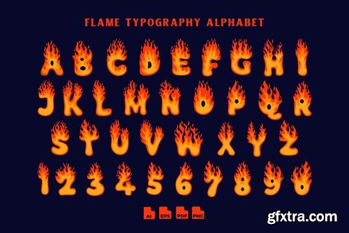 flame Fire Alphabet Typography YCDUCVR