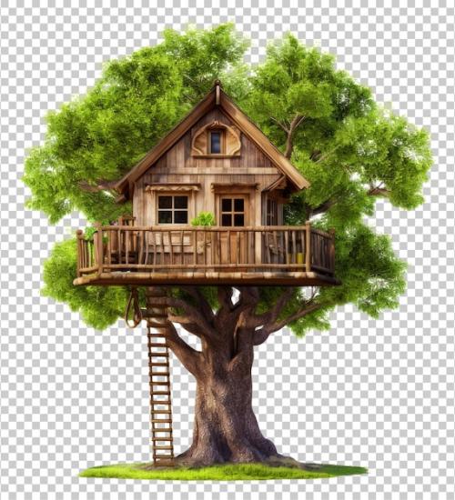 Premium PSD | Tree house isolated on transparent background Premium PSD