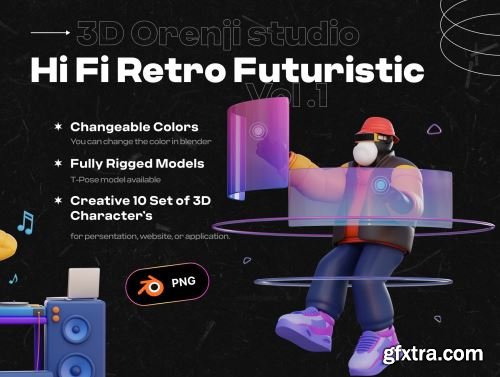 3D Hi Fi Retro Futuristic Character Ui8.net
