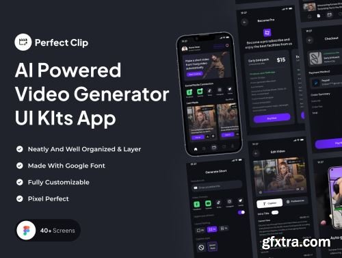 Perfect Clip - AI Powered Video Generator UI KIts App Ui8.net