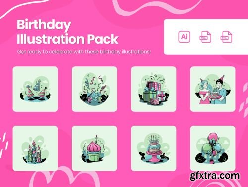 Birthday Illustration Pack Ui8.net