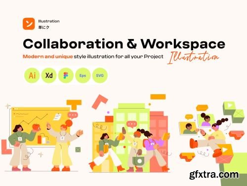 Collaboration & Workspace illustration Ui8.net