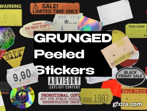 50+ GRUNGED Peeled Stickers Ui8.net