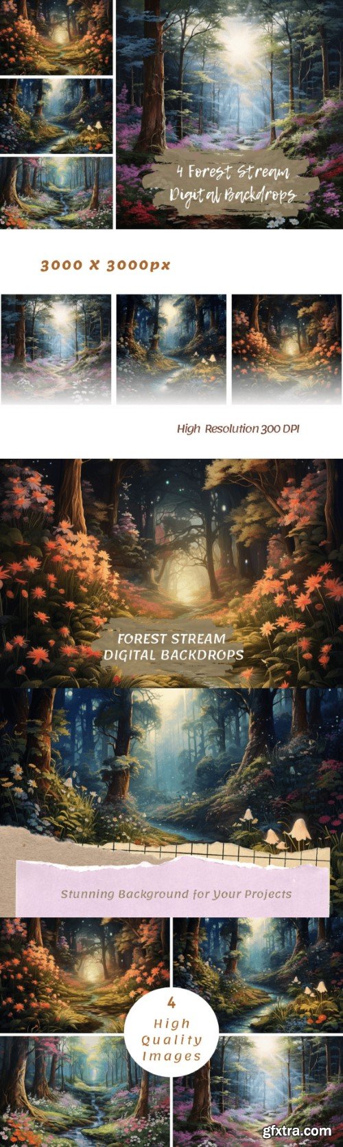Forest Stream Digital Backdrops