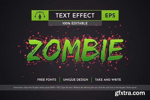 Zombie - Editable Text Effect, Font Style MD66PLA