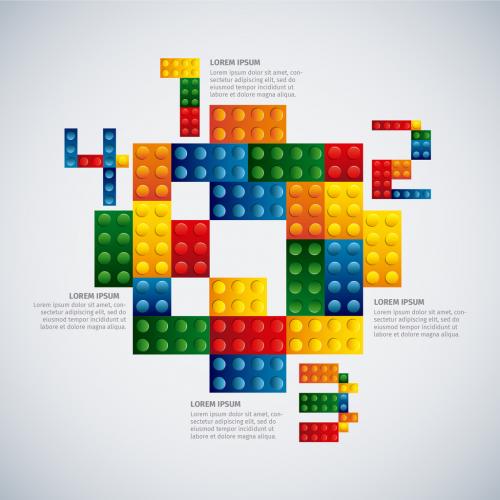 Adobe Stock - Colorful Building Blocks Element Infographic Set 3 - 124146623