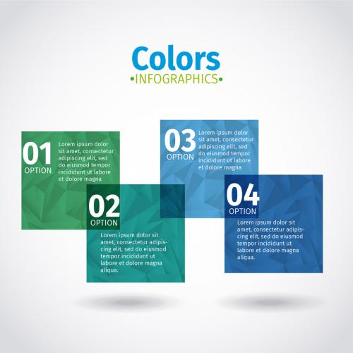 Adobe Stock - Overlapping Green and Blue Squares with Polygon Pattern Infographic - 125155190