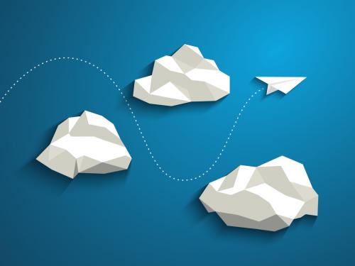 Adobe Stock - Paper Plane in the Clouds Illustration - 125329009