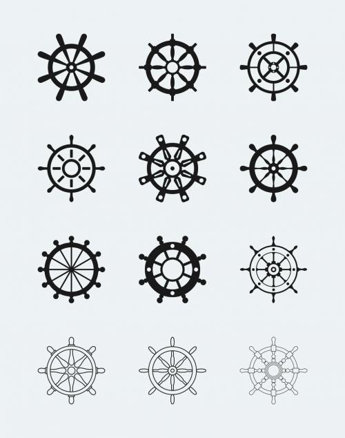 Adobe Stock - 12 Nautical Wheel Icons - 125400575